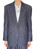 Brunello Cucinelli Dark Blue Single-Breasted Denim Blazer - IT 40 / US 6-8