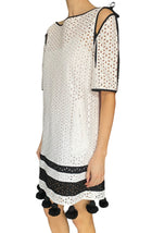 Monse White Eyelet Striped Mini Dress - US 6
