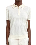 Nili Lotan Ivory Knit Cashmere Polo - M