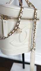 Chanel Ivory White Leather CC Mania Vanity Crossbody Bag