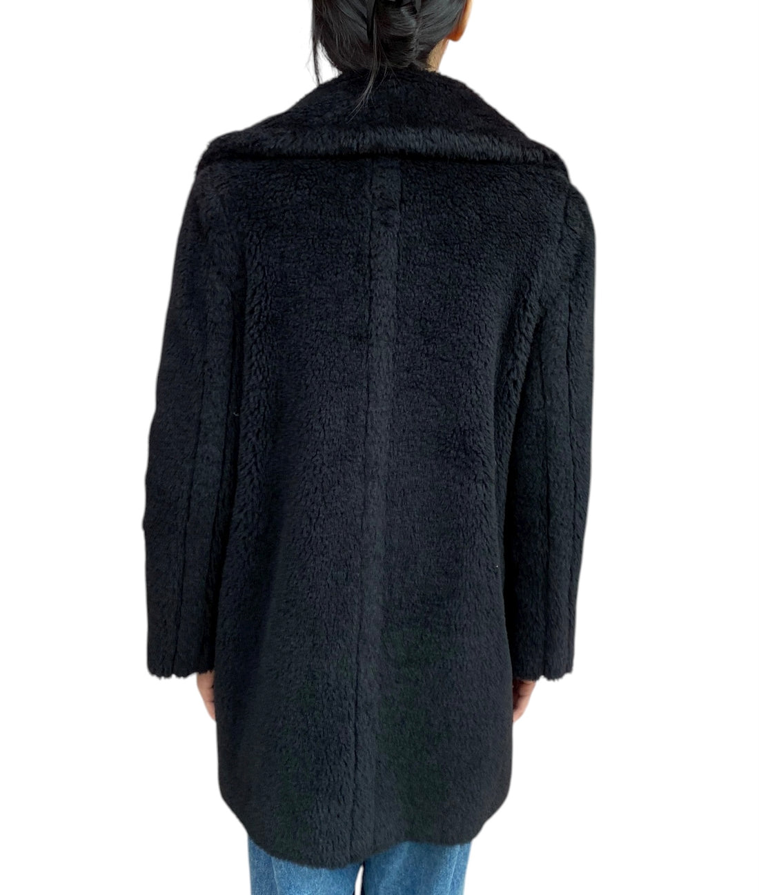 Max Mara Black Fiocco Teddy Coat - 38 / US 4