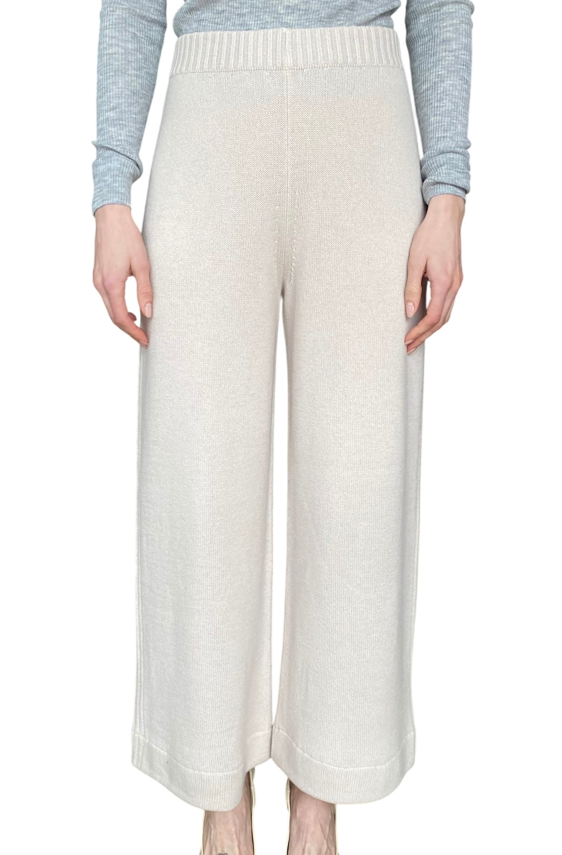 Iris Von Arnim Beige Cashmere Wide Leg Trousers - S / US 4-6