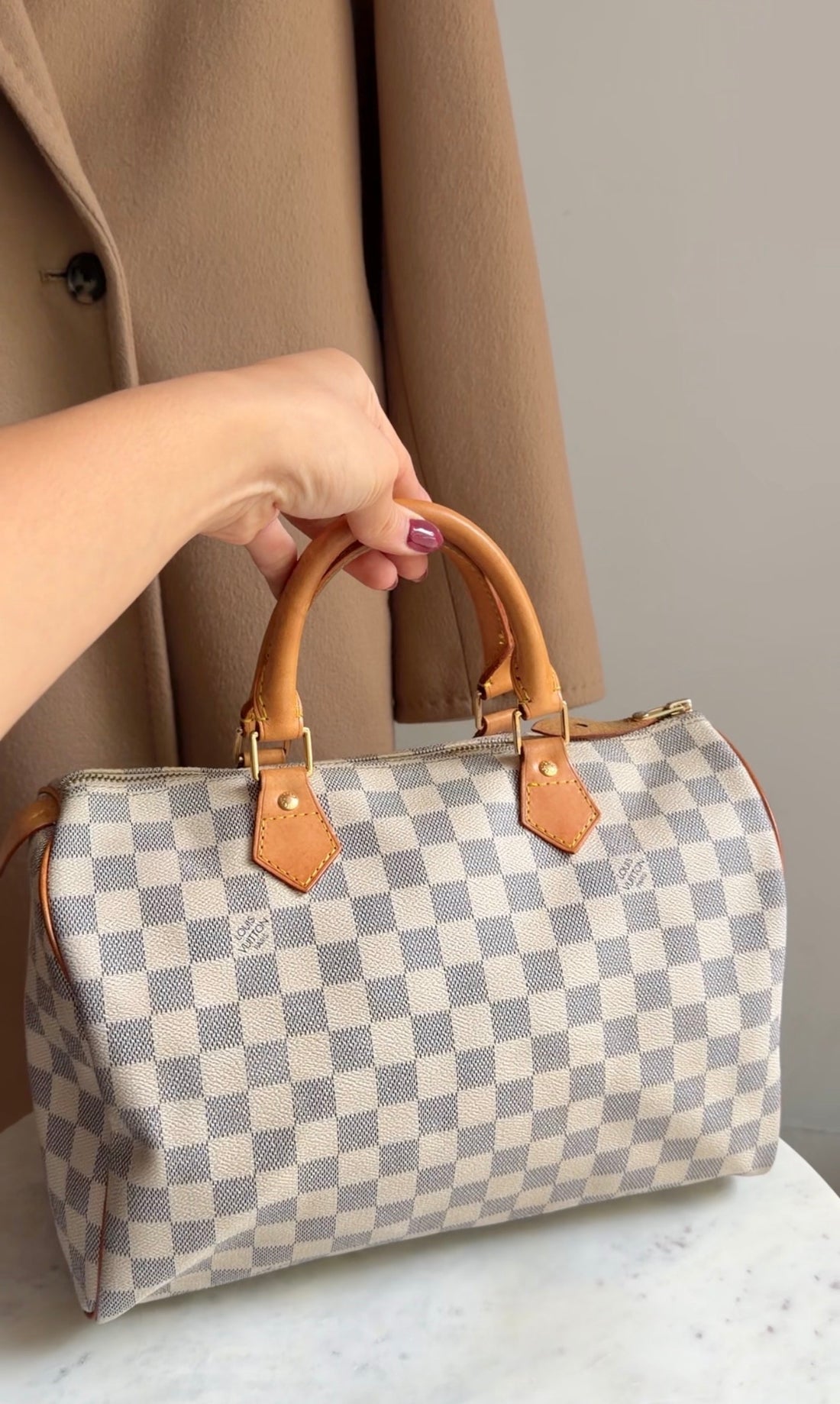Louis Vuitton Grey White Damier Azur Coated Canvas Speedy 30 Boston Bag