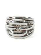 David Yurman Sterling Silver Thoroughbred Cushion Link Ring - 6