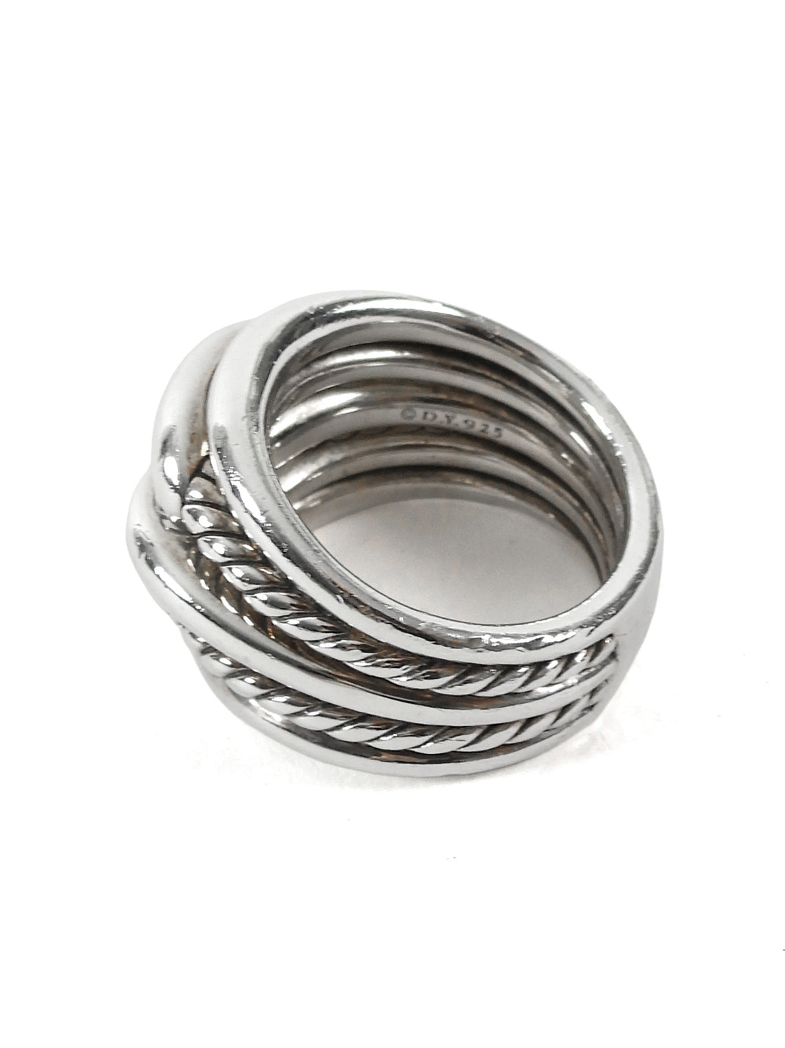 David Yurman Sterling Silver Thoroughbred Cushion Link Ring - 6