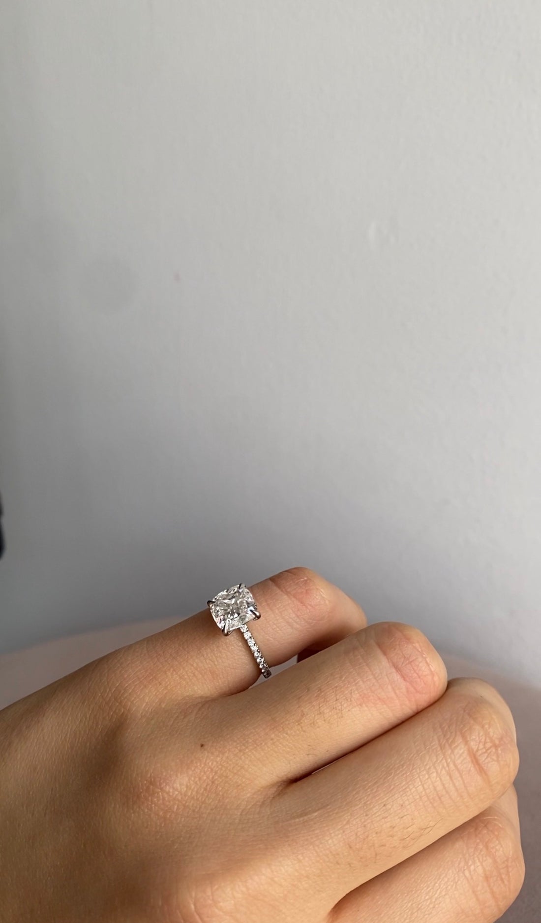 Cushion Brilliant 3 Carat Diamond Solitaire Platinum Engagement Ring - 5