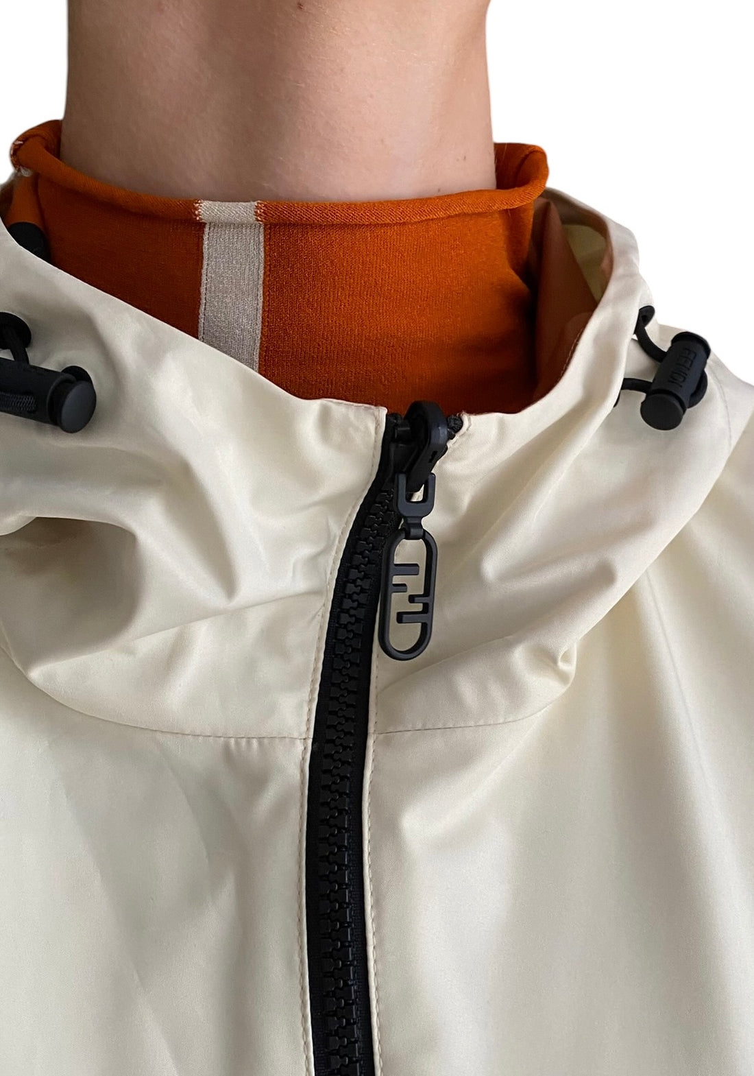 Fendi Orange Geo Puzzle Print Reversible Cropped Hooded Rain Jacket - M / 8-10