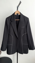 Victoria Beckham Black Paneled Blazer with White Trim - S / M