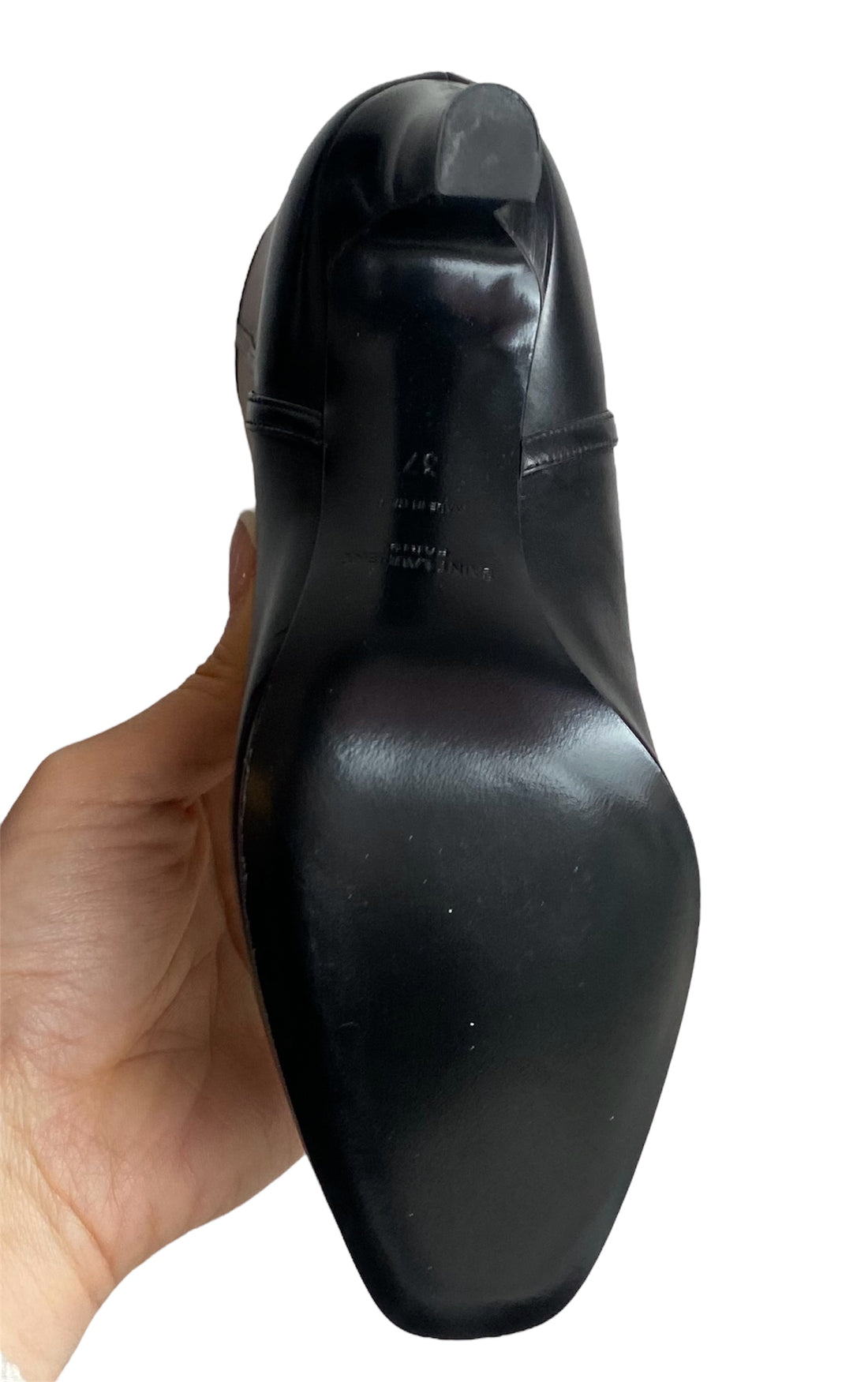 Saint Laurent Black Tall Leather Logo Boot - 37