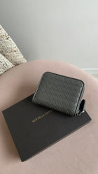 Bottega Veneta Grey Intrecciato Leather Zip Compact Wallet