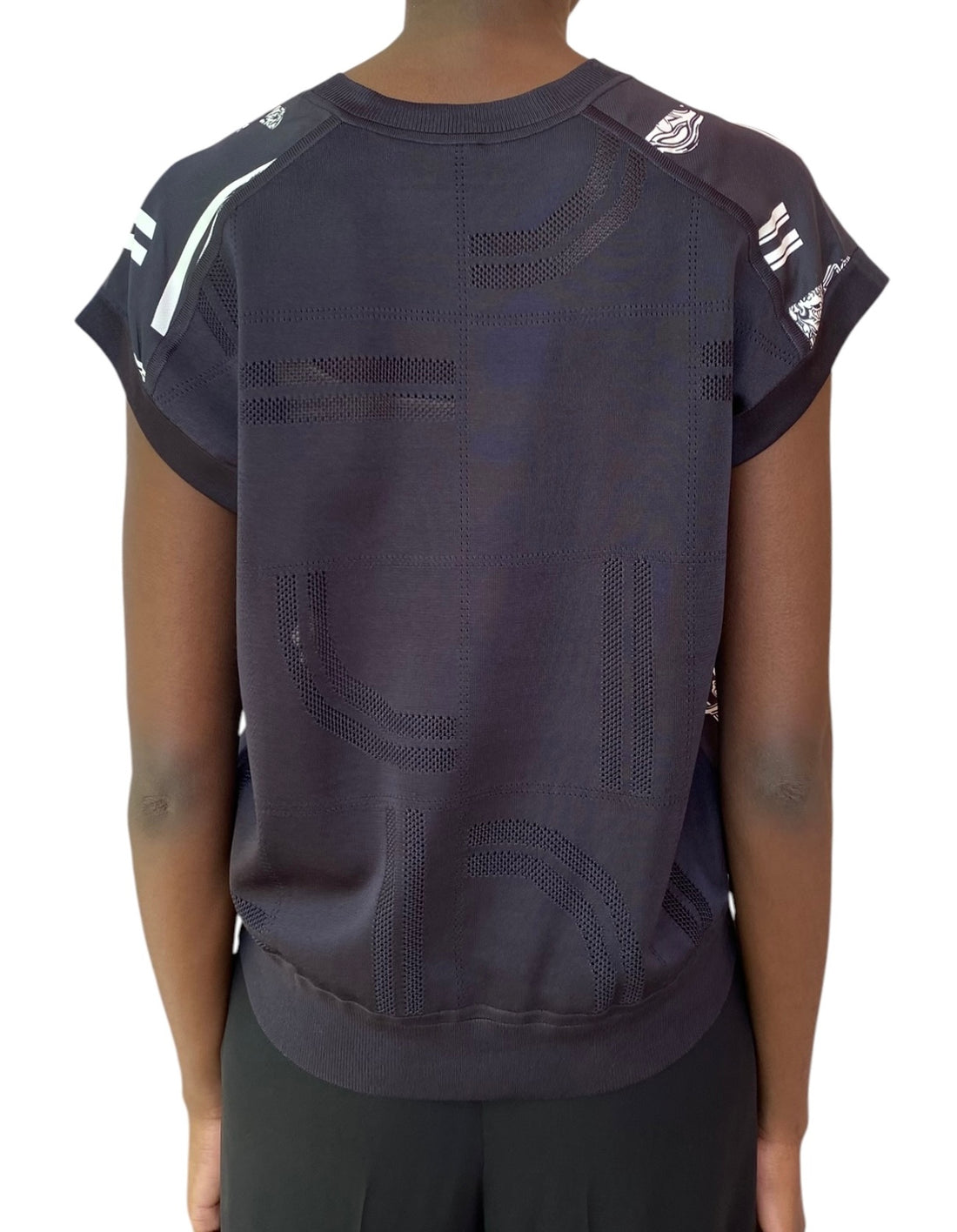 Hermes Black & White En Désordre Finesse Silk Combo Top - IT 44 / US 6