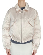 Victoria Beckham Ivory Satin Padded Bomber Jacket - IT 42 / US 6
