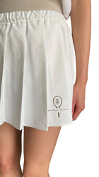Brunello Cucinelli White Pleated Logo Tennis Skirt - IT 42 / US 6