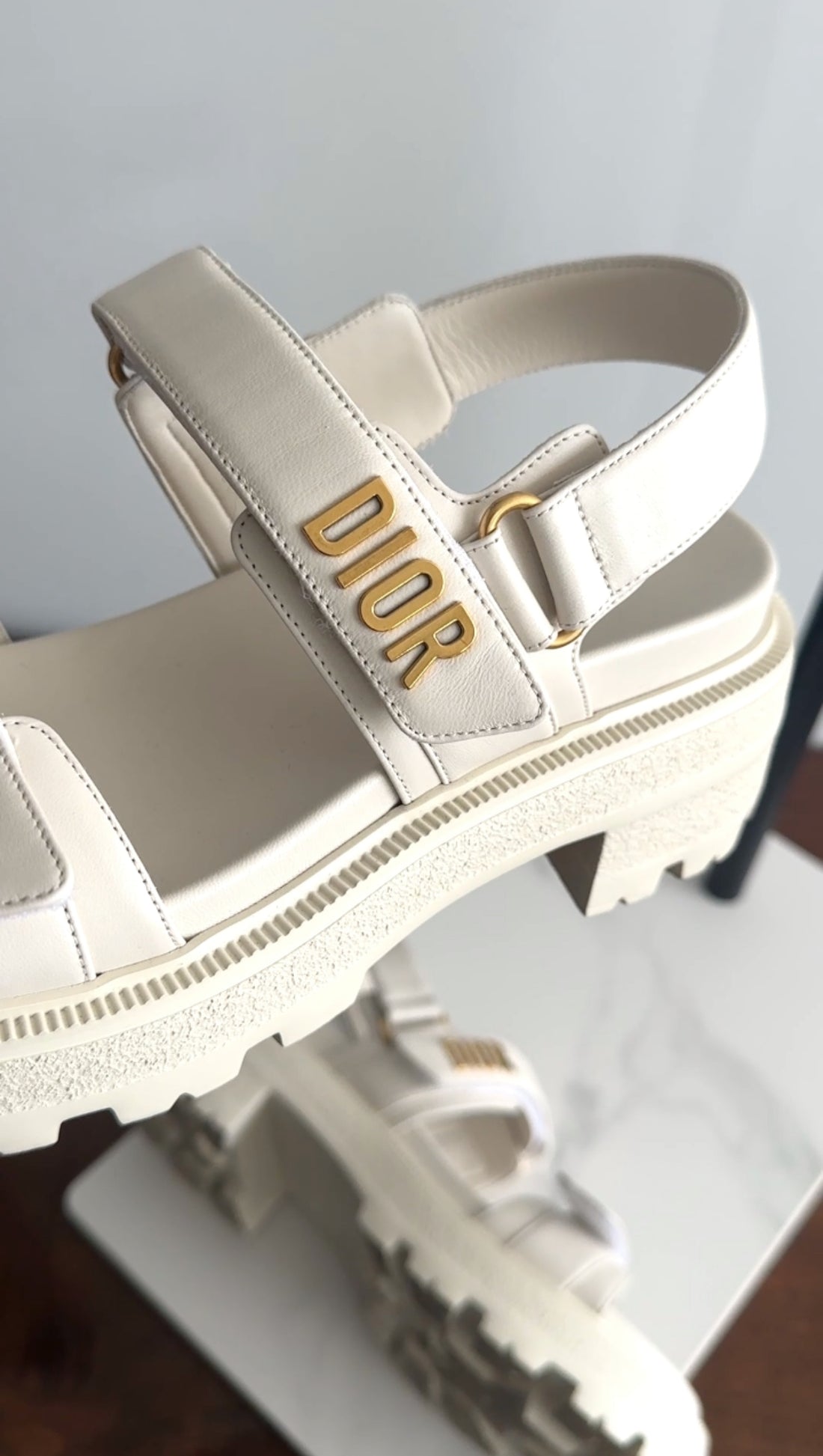 Christian Dior Ivory Leather Dioract Platform Sandals - 39