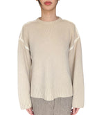 Toteme Beige Embroidered Trim Wool Cashmere Knit Sweater - XS