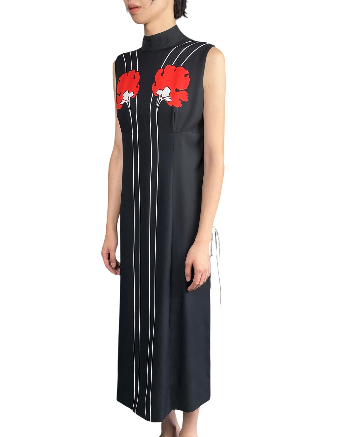 Prada Black Peony Print Maxi Dress - IT 44 / US 8