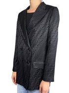 Fendi Black Monogram Double Breasted Blazer - IT 42 / US 6
