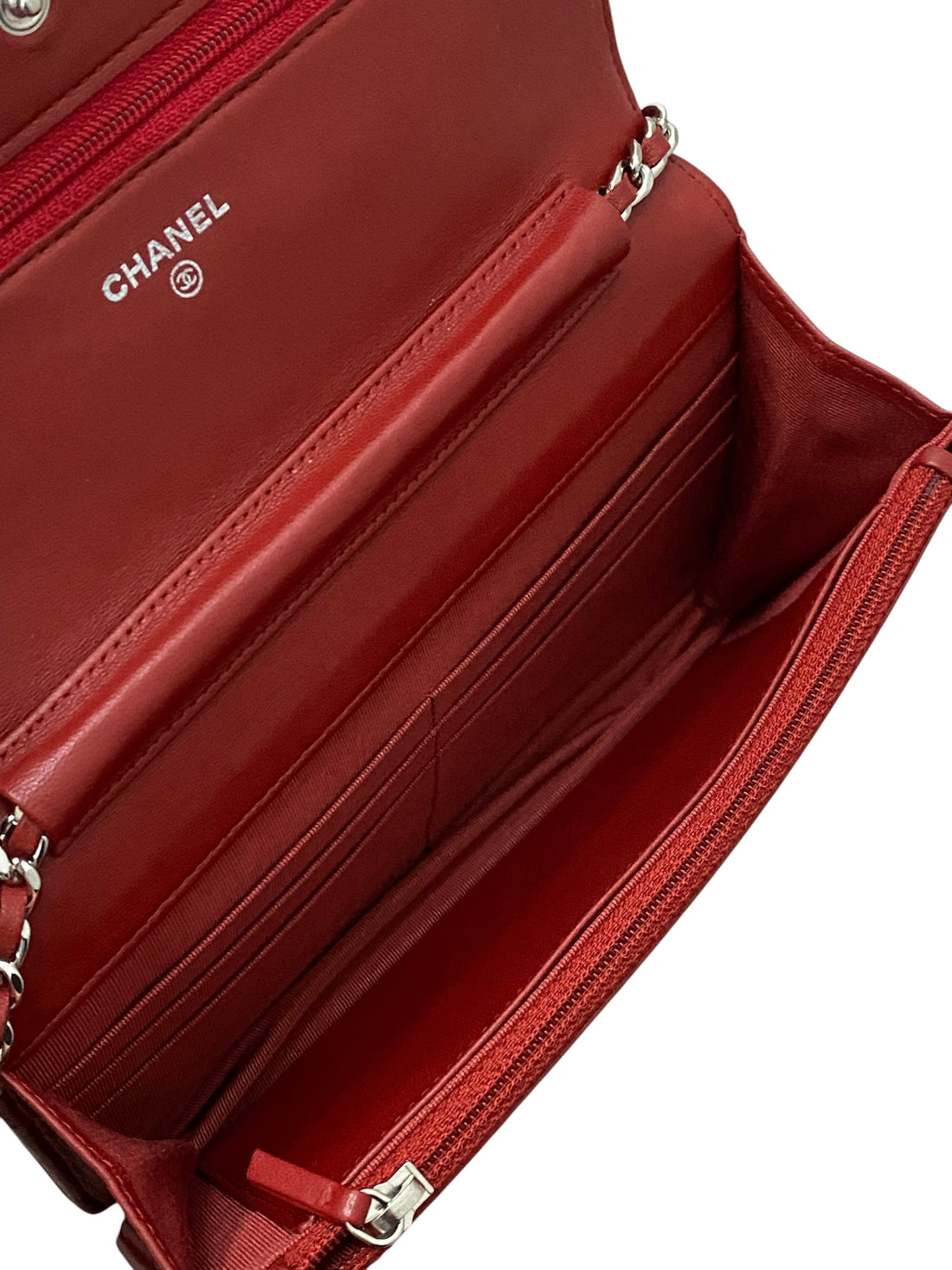 Chanel Dark Red Quilted Classic CC Wallet on Chain SHW