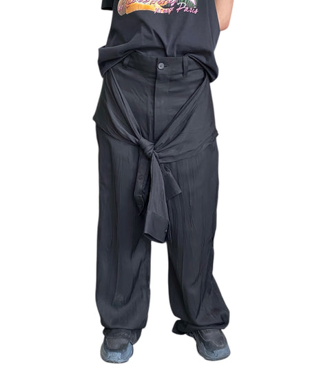 Balenciaga Black Unisex Crinkle Shirt Trousers - XXS / 6