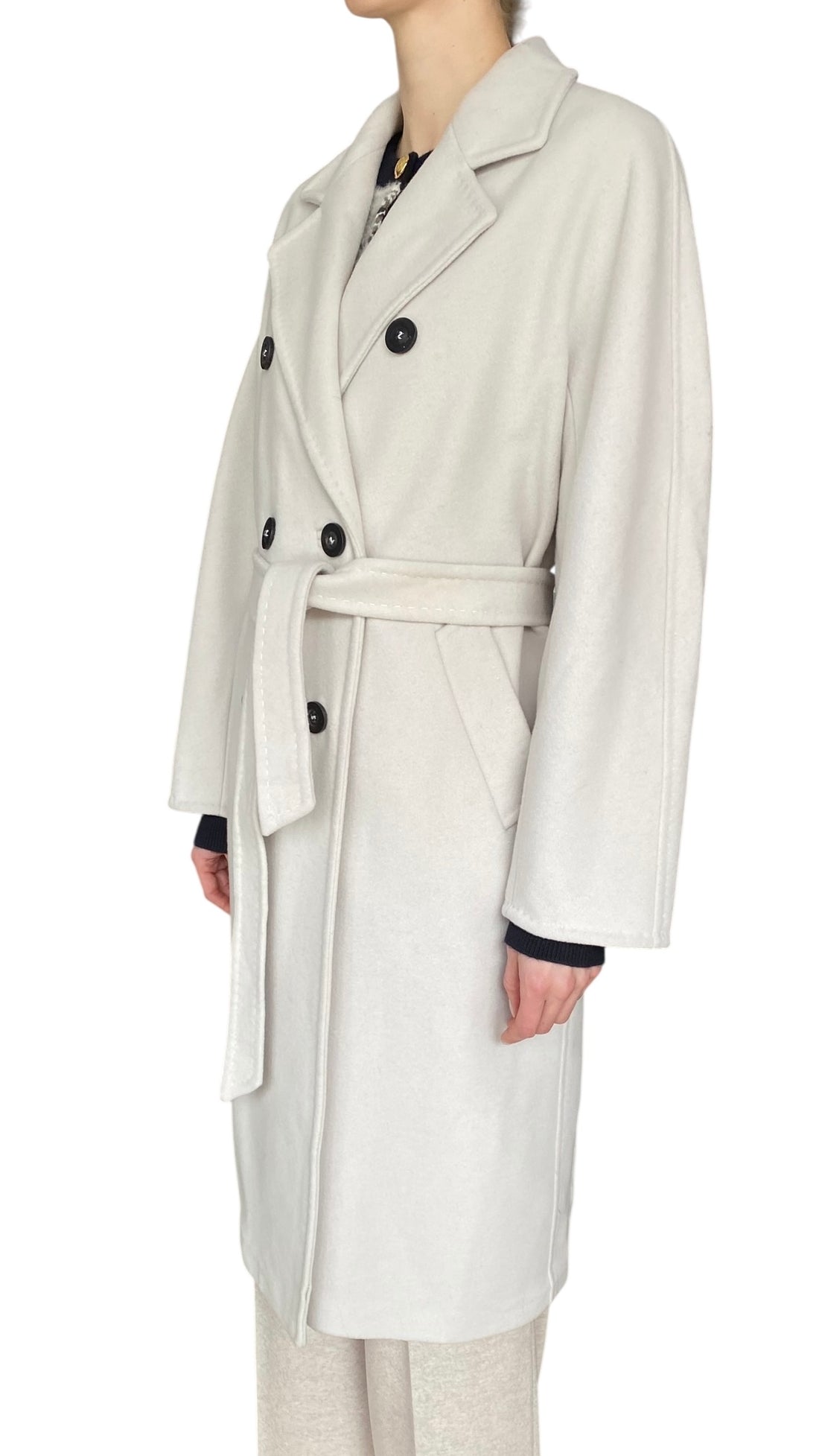 Max Mara Ivory Wool & Cashmere Madame Coat - US 4