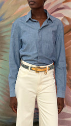 Louis Vuitton Chambray Denim Logo Top Stitch Shirt - S / US 4-6