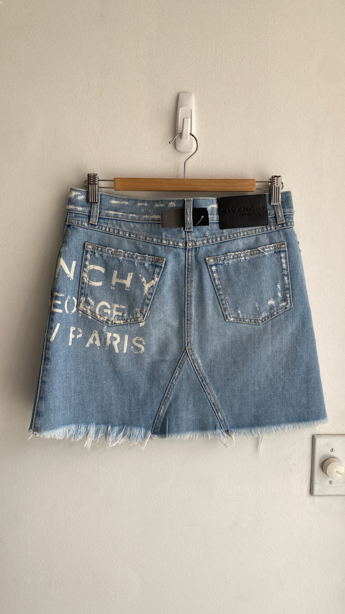 Givenchy Logo Printed Denim Mini Skirt - 38