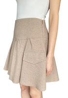 Brunello Cucinelli Beige Wool & Cashmere Pleated Flare Skirt - US 8