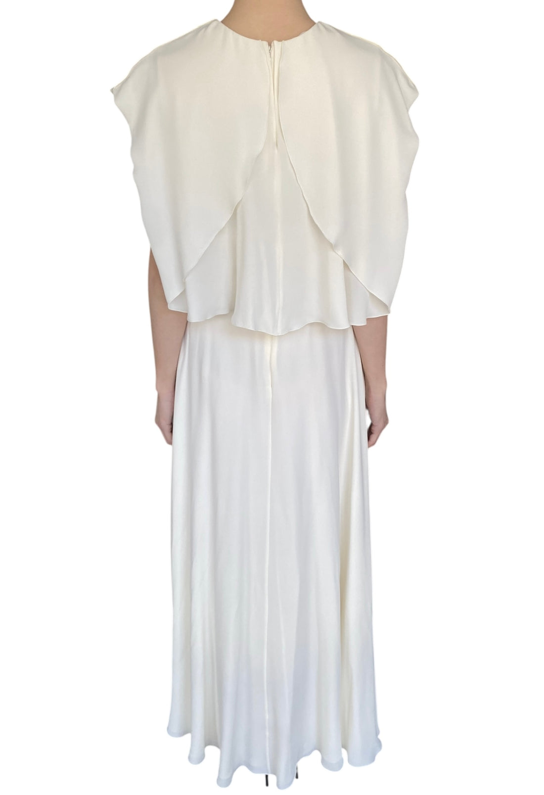 Giambattista Valli Ivory Silk Draped Flutter Sleeve Gown - IT 44 / US 8