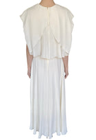 Giambattista Valli Ivory Silk Draped Flutter Sleeve Gown - IT 44 / US 8