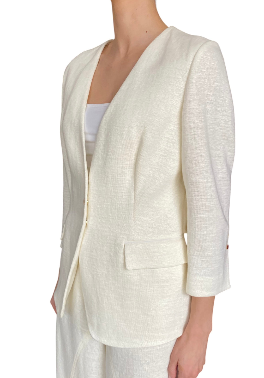 Giorgio Armani Ivory Jersey Knit Twisted Half-Belted Blazer - 44 / US 8-10