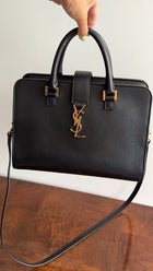 Saint Laurent Black Leather Calfskin Cabas Satchel Bag