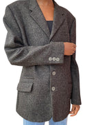 Versace Grey Vintage Speckled Wool Blazer - 54