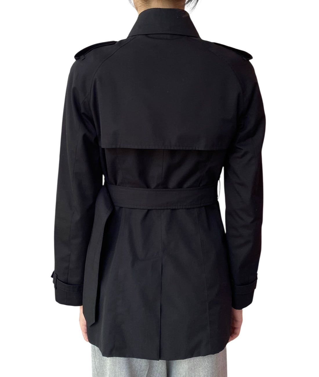 Burberry Black Short Kensington Heritage Trench Coat - US 4