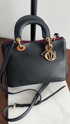 Christian Dior Black Mini Diorissimo Leather Two-Way Bag