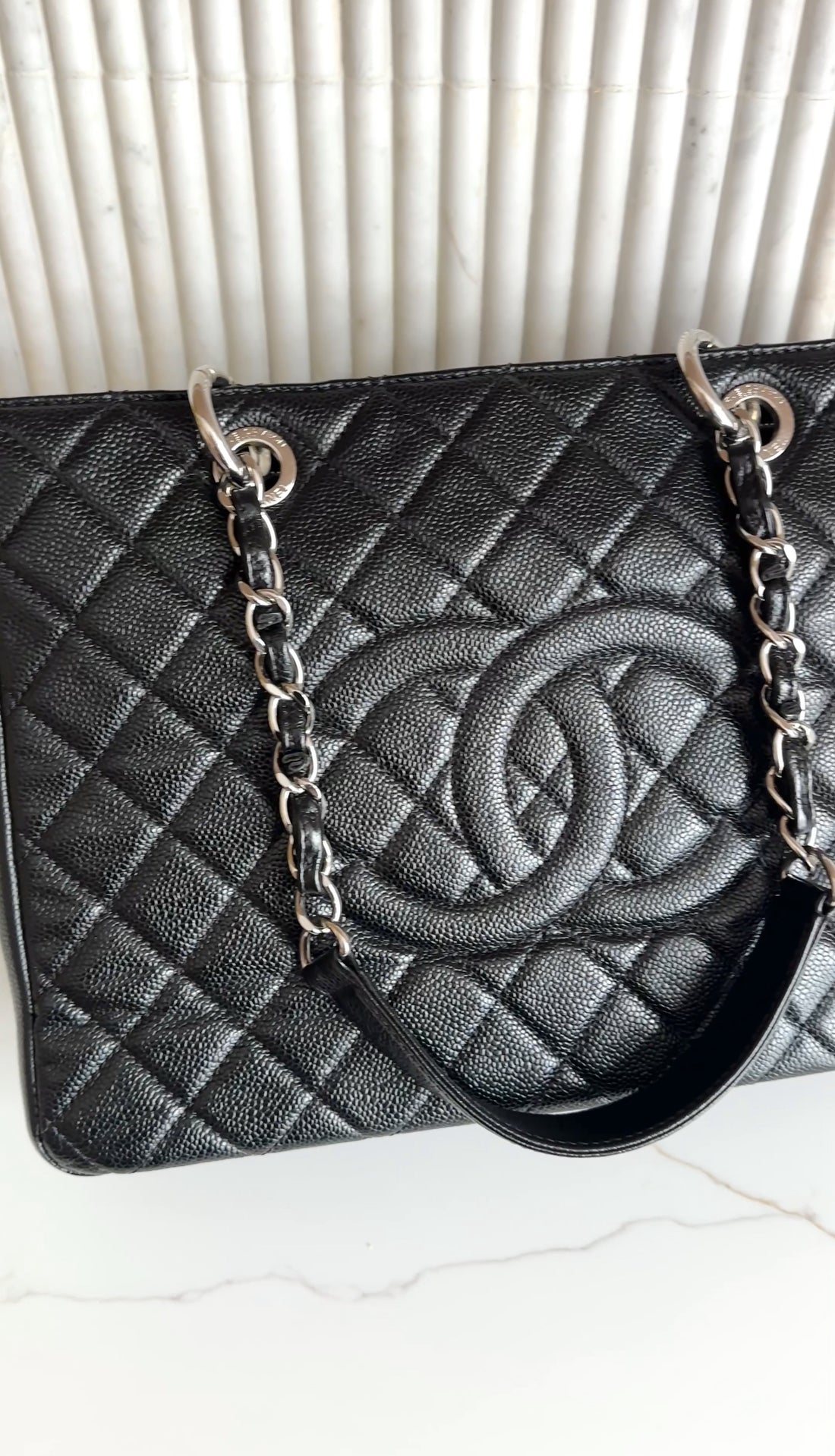 Chanel Black Caviar Leather GST Grand Shopping Tote Bag