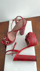 Gucci Burgundy Red Python Horsebit Platform Sandals - 40