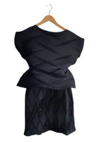 Issey Miyake Black Wave Pleated Top and Skirt Set