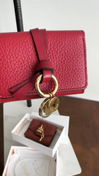 Chloe Red Leather Small Alphabet Trifold Wallet