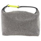 Eera Chartreuse Buckle Black Crystal Mesh Moonbag