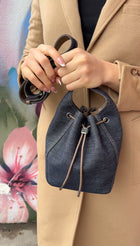Brunello Cucinelli Small BC Duo Blue Denim Bucket Bag