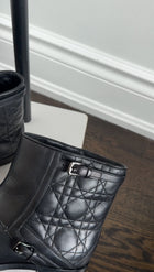 Christian Dior Black Leather Cannage Quilted Ankle Boot - 39