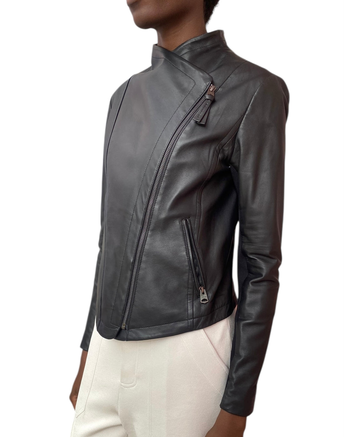Mackage Black Smooth Leather Biker Jacket - M / US 6