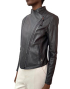 Mackage Black Smooth Leather Biker Jacket - M / US 6