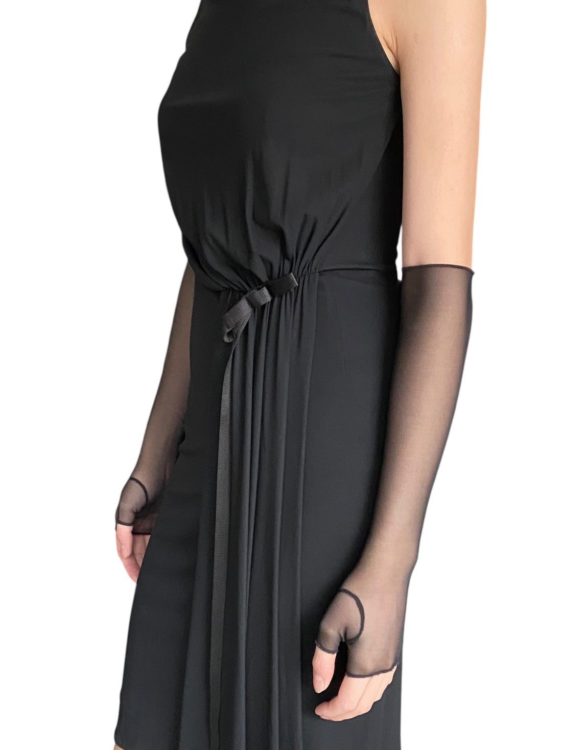 Versace Black Draped Bowtie Dress - 38 / US 4