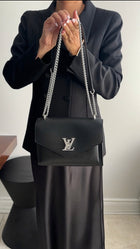 Louis Vuitton Black Leather Mylockme Chain Flap Bag