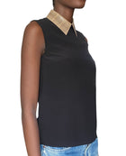 Gucci Black Python Collar Sleeveless Top - IT 38