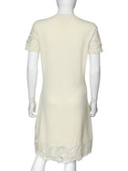 Ermanno Scervino Ivory Short Sleeve Wool Knit Dress w Embroidery - 48 / L