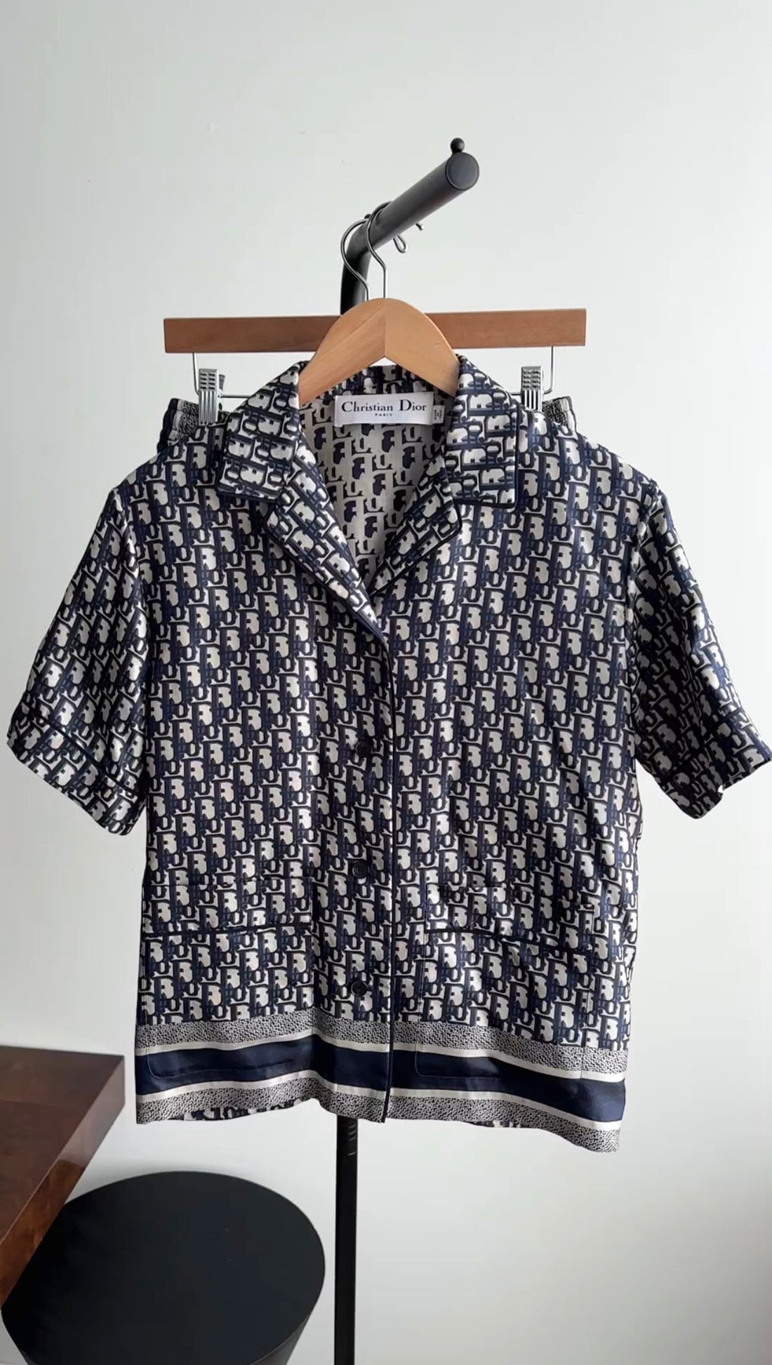 Christian Dior Navy Oblique Silk Button Down Shirt - FR34 (XS / S)