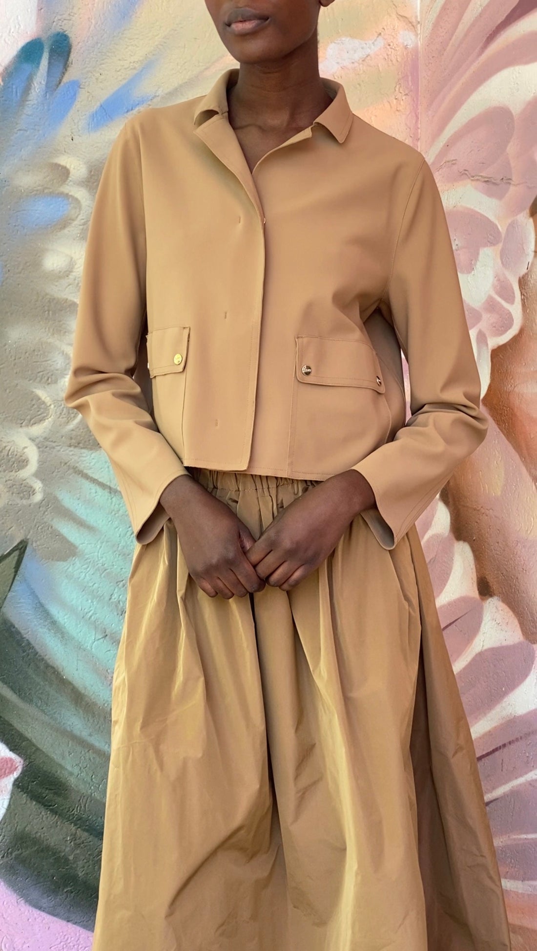 Herno Brown Camel Cropped Jacket - 44 / US 8