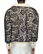 Carolina Herrera Ivory Black Lace Open Cropped Jacket - 12